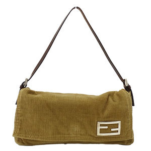 Fendi Shoulder Bag Corduroy Brown